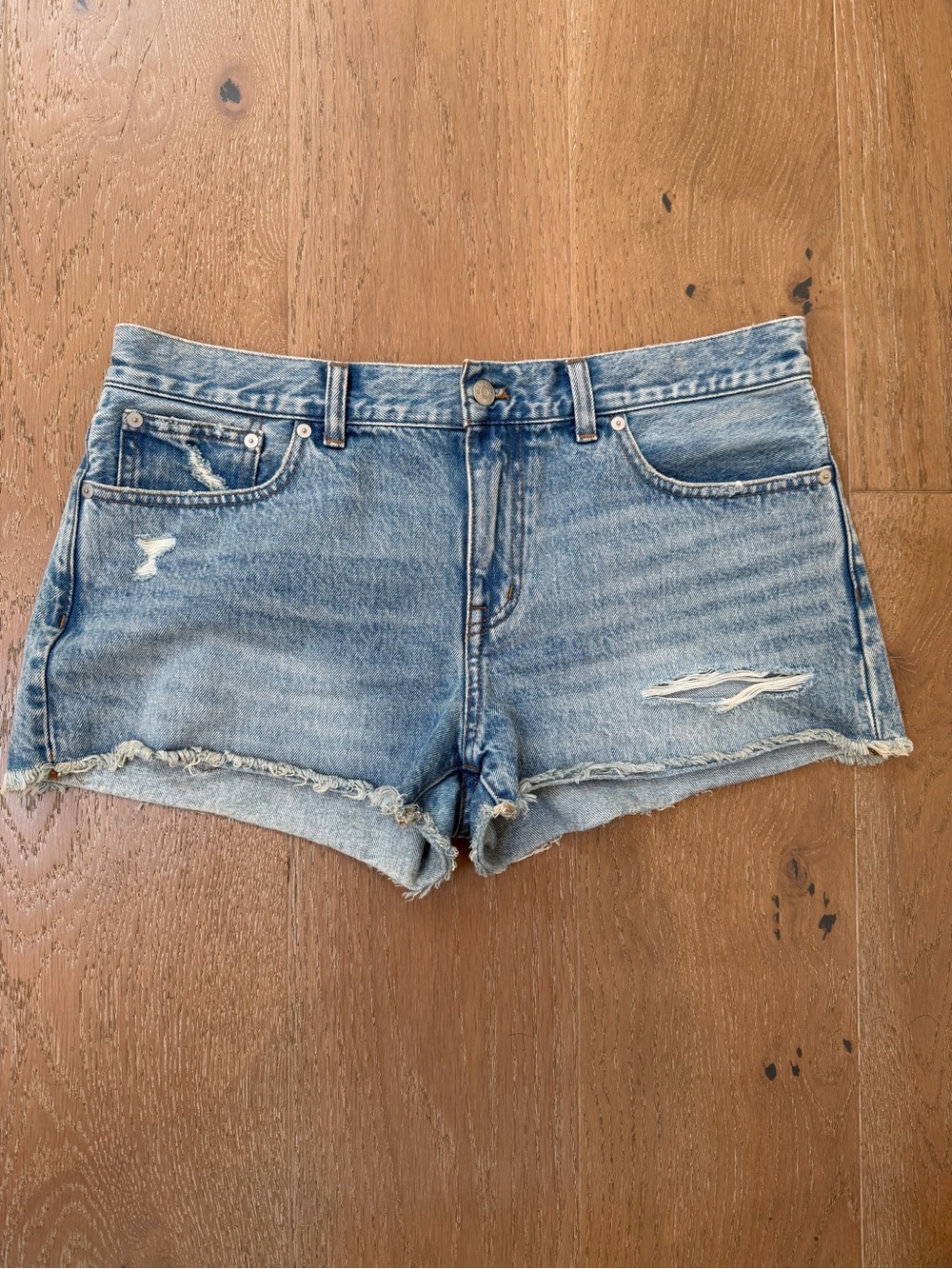 Madewell Light Blue Distressed Denim Cutoff Shorts